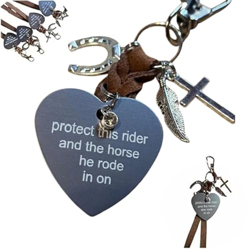 Protect This Rider and The Horse She Rode in On-Saddle Charm, Saddle Heart Charm, Equestrian Riding Gift,Horse Lovers Gifts - color: he