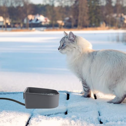 Heated Water Bowl for Cats, Outdoor Anti-Freeze Pet Thermal Bowls for Chickens Rabbits Birds, Hanging Small Dog Winter Warm Dish, Heating Bird Baths Feeder Bowl, Detachable Shell, Grey 1L - size: 1L(Grey)