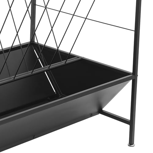 Pasture Hay Feeder, 2-in-1 Livestock Feeder Hay Grain Feeding with 30 Gallon Feed Pan & V-Shaped Hay Rack, Heavy Duty Livestock Feeding Trough for Horses, Sheep, Pigs, Cattle, and Other Livestock