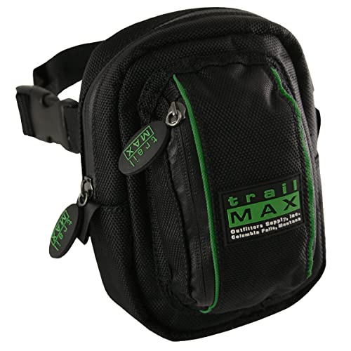 TrailMax 500 Series Insulated & Padded Front Pocket Saddlebag for Trail Riding; Cellphone Saddle Front Pocket; Trail Riding Cellphone Bag; - color: Black with Blue Piping
