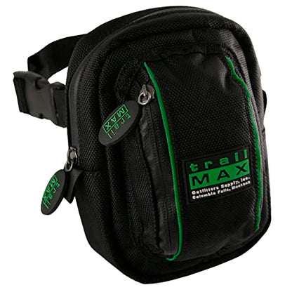 TrailMax 500 Series Insulated & Padded Front Pocket Saddlebag for Trail Riding; Cellphone Saddle Front Pocket; Trail Riding Cellphone Bag; - color: Black with Blue Piping