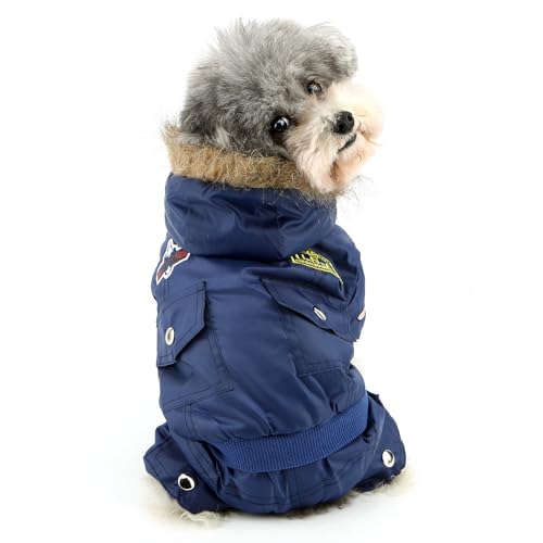 ZUNEA Dog Snowsuit Waterproof for Small Dogs Winter Puppy Coat, Blue, XL - color: Blue, size: XL
