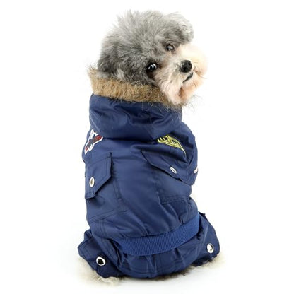 ZUNEA Dog Snowsuit Waterproof for Small Dogs Winter Puppy Coat, Blue, XL - color: Blue, size: XL