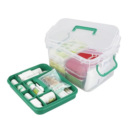 Bringer 15 QT Clear Plastic Family First Aid Box, Medicine Storage Box