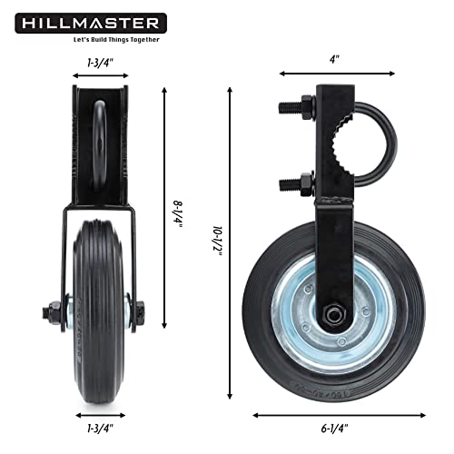 HILLMASTER 6 Inch Gate Wheel Gate Caster Kit with 1-5/8" Thru 2" Gate Frames, Heavy Duty Gate Helper Wheel Gate Support Wheel for Chain Link Fence Swing Gate, Black - size: 1 Pack