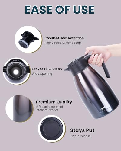 GiNT 2.2L / 74Oz Thermal Coffee Carafe, Insulated Stainless Steel Coffee Carafes for Keeping Hot/Double Walled Vacuum Thermal Carafe (Purple) - color: Purple, size: 74.4 Ounces