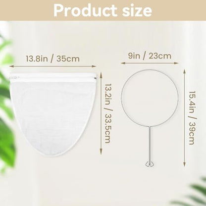 Large Ultra Fine Mesh Strainer Bags, Reusable with Stainless Steel Handle - color: Large