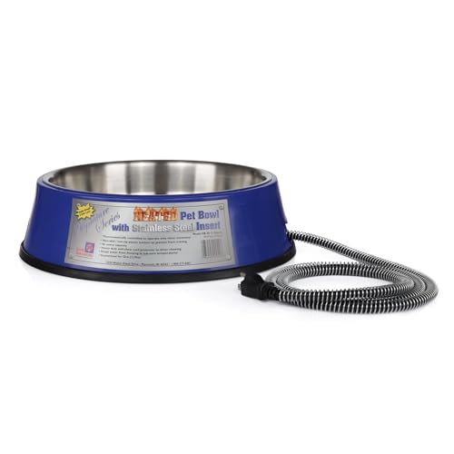 Farm Innovators Heated Pet Water Bowl, 40W Heated Water Dish - 3 Quart Stainless Steel Watering Station with Anti-Chew Cord Protector for Dogs & Cats | Thermostatically controlled to operate only when necessary, non-skid/non-tip rubber bottom, anti-chew c