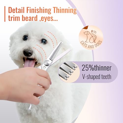 Dog Grooming Scissors: 4.75" Pet Thinning Shears Made Of Advanced Stainless Steel Alloy for Trimming Dogs Cats and Other Pets Face and Paws - style: Thinning