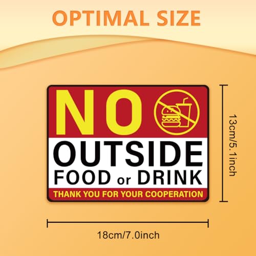 WADORN 10 Sheets No Outside Food or Drink Sign Stickers, Waterproof No Outside Food Allowed Vinyl Decal No Food or Drink Permitted Label for Business Restaurant Bar Store Office 7.08x5.12 Inch - style: NO Outside Food Or Drink