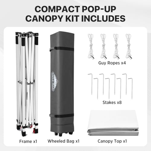 EAGLE PEAK 6.6x6.6 Pop Up Canopy Tent Easy Up Canopy Outdoor, White - color: White, size: 6.6x6.6