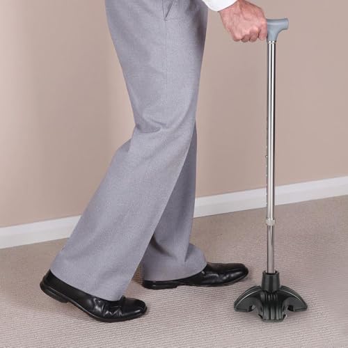 supregear Cane Tip 3/4 inch Heavy Duty - Self Standing Non-Slip Rubber Quad Base for Walking Cane - Stable 4 Prong Replacement Foot Pad for Walking Stick Offset Quad Pod or Tripod - size: 3/4 inch