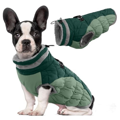 Lelepet Dog Coat for Small Dogs Waterproof Dog Jacket with Harness Built in - color: Teal Green, size: X-Small