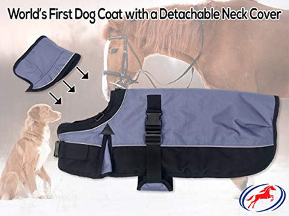 Derby Originals Safety Reflective 1200D Ripstop Waterproof Nylon Winter Dog Coat with Removable Neck Cover and Two Year Warranty - 220g Polyfil Insulation (13", Charcoal/Black) - color: Charcoal/Black, size: 13"