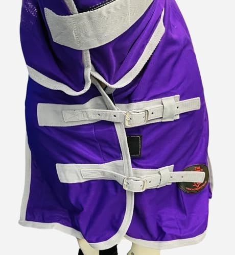 Heavy Duty Horse Fly Sheet with Neck and Detachable Belly Band | Summer Sheet (74, Purple) - color: Purple, size: 74