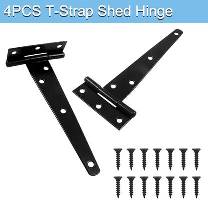 Murtenze 4PCS 6 Inch T-Strap Barn Door Hinges Black - color: Black, size: 6 Inch - 4Pack