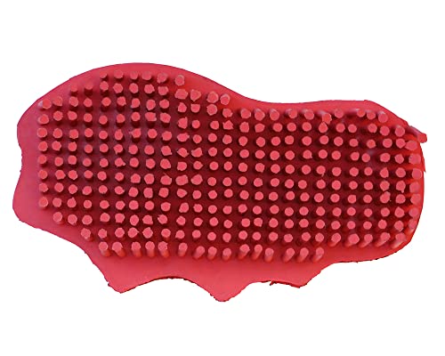 Grewal® Equestrian Grooming Bundle Kit - Comfy Pet Grooming & Bathing Glove - Oval Face Soft Bristles - Great for Thin & Sensitive Skin (Red) - color: Red