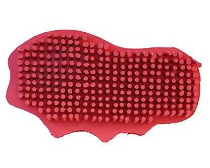Grewal® Equestrian Grooming Bundle Kit - Comfy Pet Grooming & Bathing Glove - Oval Face Soft Bristles - Great for Thin & Sensitive Skin (Red) - color: Red