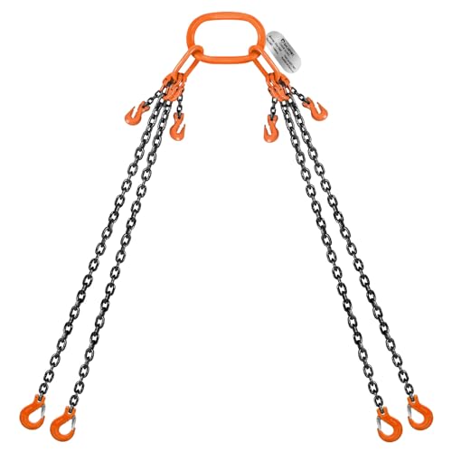 Lift Chain Sling with Hooks 10Ft 4 Way x 5/16 inch 11000lbs 5 Ton for Chains Lifting