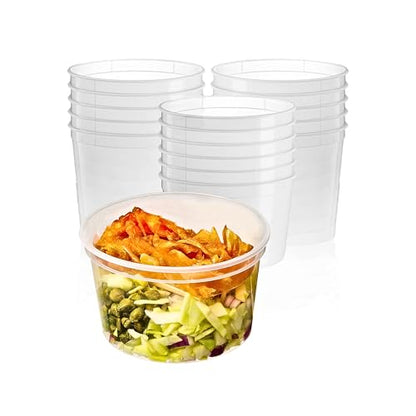 Green Direct 64 oz Plastic Round Deli Containers with Lids - Freezer Safe, BPA-Free, Disposable Food Storage for Soups, Ice Cream, and Meal Prep - Pack of 8