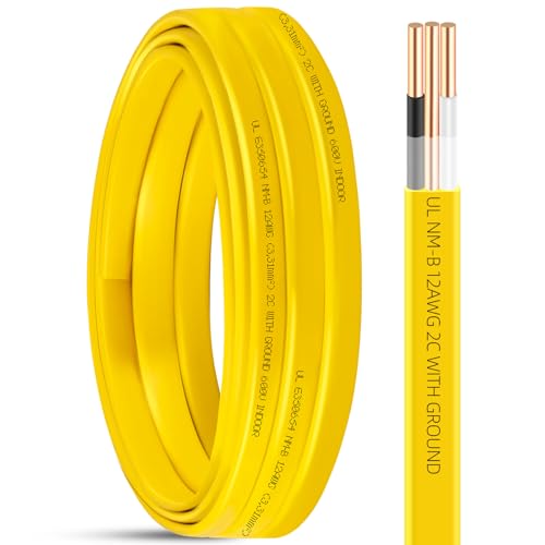 XMK NM-B 12/2 Wire with Ground,Electrical Wire 12 Gauge 2 Conductors,15ft - size: 15ft, style: 12 AWG-2 Conductor w/ Ground