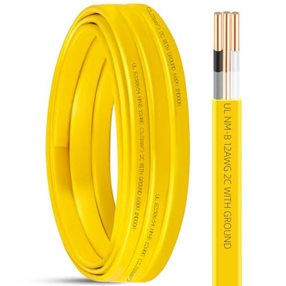 XMK NM-B 12/2 Wire with Ground,Electrical Wire 12 Gauge 2 Conductors,15ft - size: 15ft, style: 12 AWG-2 Conductor w/ Ground