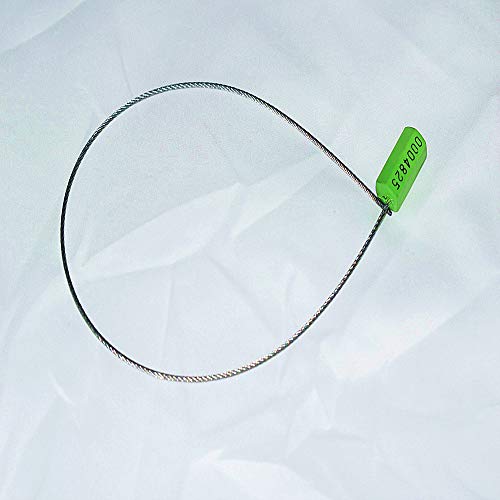 Green Pull-Tite Steel Security Cable Wire Seals 15.75'' Long Numbered Anti-Tamper Security Tags 50 Pcs