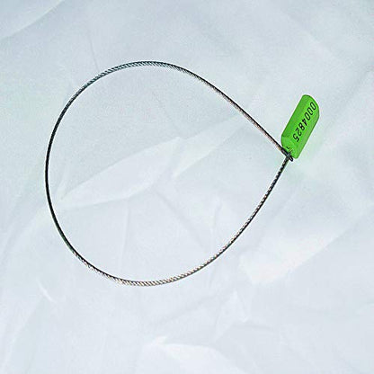 Green Pull-Tite Steel Security Cable Wire Seals 15.75'' Long Numbered Anti-Tamper Security Tags 50 Pcs