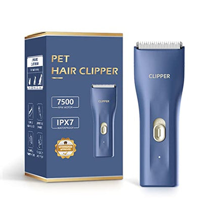 Dog Cat Home Hair Waterproof Clipper Portable Pet Shaver - color: L006-blue