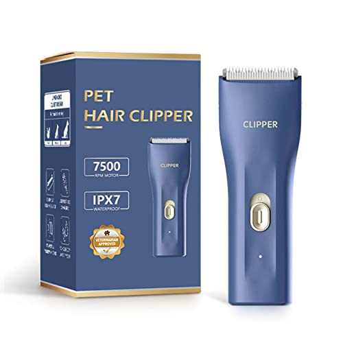 Dog Cat Home Hair Waterproof Clipper Portable Pet Shaver - color: L006-blue
