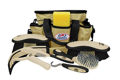 Derby Originals Premium Ringside 8 Item Horse Grooming Kits - Available in Eight Colors - color: Tan with Chocolate
