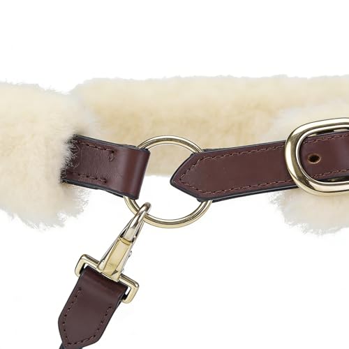 Genuine Wool Horse Halter Cover, 4 PCS Merino Sheepskin Horse Halter Set - color: Ivory White