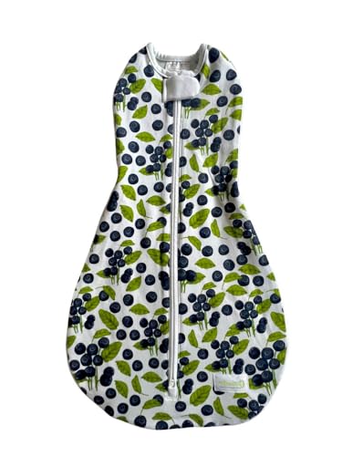Woombie Grow with Me Baby Swaddle - Convertible Self-Soothing Swaddle Fits Babies 0-18 Months - Expands to Hands-Free, Legs-Out Wearable Blanket - Blueberries - color: Blueberries, style: Grow With Me