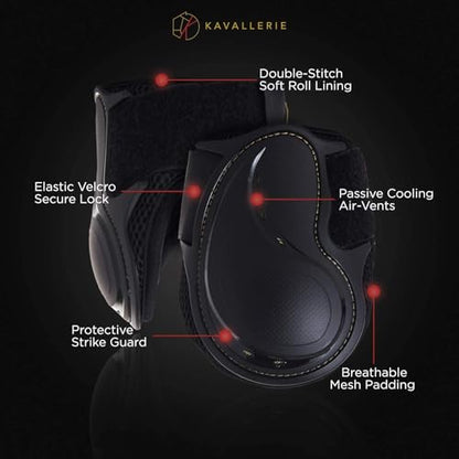 Kavallerie PRO-K Soft No Turn Bell Boots Ultimate Hoof Protection, with Anti-Spin Fastening System, Durable & Prevents Overreaching - color: Black, style: Fetlock Boots (Classic)