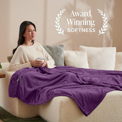 Bare Home Fleece Blanket Luxury Microplush (Full/Queen, Plum) - color: 16 - Plum, size: Full/Queen