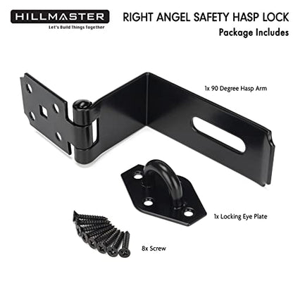 HILLMASTER Door Hasp Latch 90 Degree, 7-3/4" Extra Thick Heavy Duty Steel Safety Gate Door Lock Padlock Clasp Hasp Lock Latch for Fence Gate Barn Door Shed Closet Cabinet, Black Finish (Pack of 2) - size: Bendable (Pack of 2)