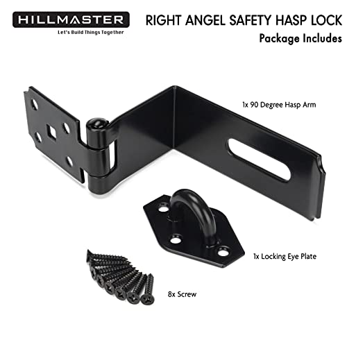 HILLMASTER Door Hasp Latch 90 Degree, 7-3/4" Extra Thick Heavy Duty Steel Safety Gate Door Lock Padlock Clasp Hasp Lock Latch for Fence Gate Barn Door Shed Closet Cabinet, Black Finish (Pack of 2) - size: Bendable (Pack of 2)