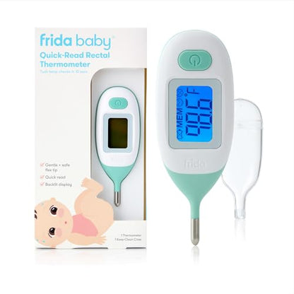 Frida Baby Digital Rectal Thermometer for Babies, Newborns & Infants | Quick & Accurate Fever Check, Water Resistant, Clear Case, Memory Holds Last 10 Readings