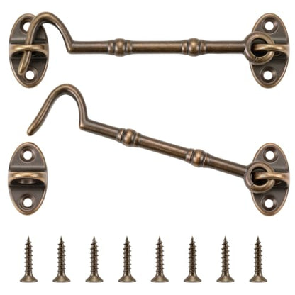 2 Pieces 4.1 Inch Brass Hook and Eye Latch Gate Door Latch, Bronze - color: Bronze, size: 4.13 Inch
