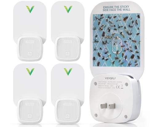 VEYOFLY Fruit Fly Traps Indoor Plug-in UV, Gnat Trap, 4 Device + 6 Refills - size: 4 Devices + 6 Refills
