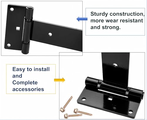 12in T-Strap Gate Hinges,180°Open Heavy Duty Tee Hinge - size: Middle