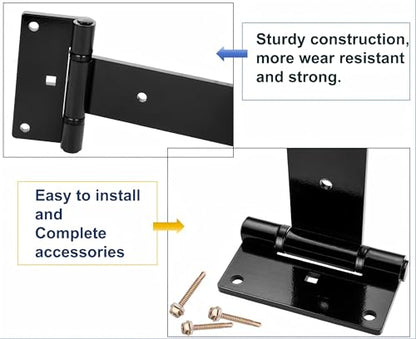12in T-Strap Gate Hinges,180°Open Heavy Duty Tee Hinge - size: Middle