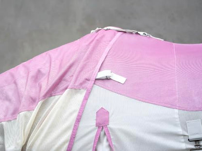 Mesh Horse Fly Sheet with Detachable Neck Cover | Dual-Zone UV Protection & Breathable Design | Elastic Webbing Belly Wrap & Leg Straps | Pink, 72 Inch - color: Ice Cream Pink, size: 72