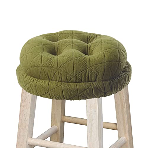 BUYUE Round Bar Stool Seat Cushion, Dia.14 Luxury Fashion Jacquard with Anti-Skid Silicone Bar Stool Cushion Padded (Green, L,1 Count) - color: Green, style: Round L