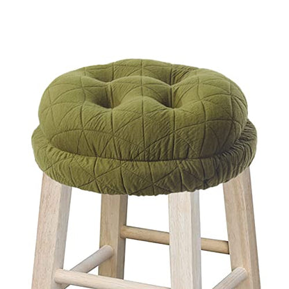 BUYUE Round Bar Stool Seat Cushion, Dia.14 Luxury Fashion Jacquard with Anti-Skid Silicone Bar Stool Cushion Padded (Green, L,1 Count) - color: Green, style: Round L