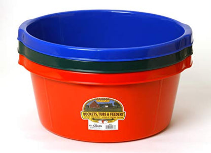 Little Giant® Plastic All-Purpose Tub | Plastic Pond Tub | Feed Tub | Durable Plastic Livestock Feeding Pan with Hand Grips | Made in USA | 6.5 Gallons | Blue - color: Blue