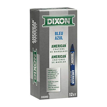 Dixon Industrial Round American Marking Crayons, Blue, Pack of 12 (05000) - color: Blue