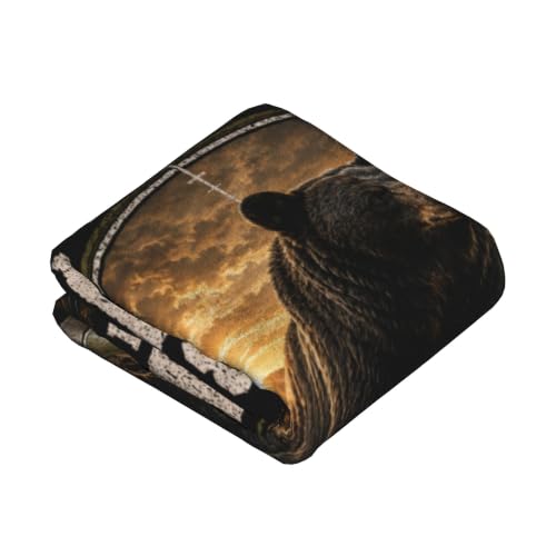 Bear Hunting Throw Blanket Gift 40"x50" - color: Bear Hunting 2, size: 40''x50''