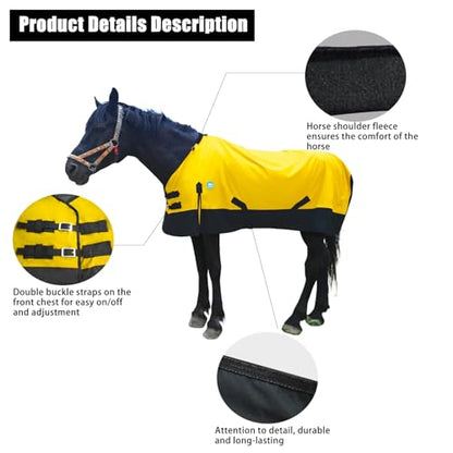Waterproof Horse Sheet|Horse Blankets for Real Horses|Adjustable with Tail Rainy Day Choices for Horses(70", Yellow)