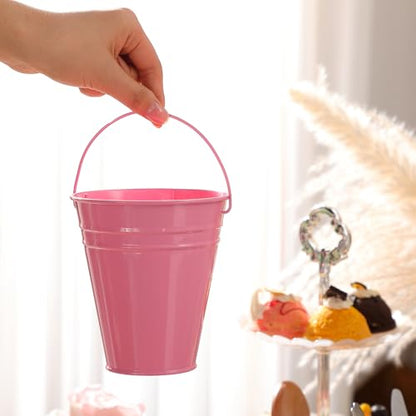 Sadnyy 12 Pack 4.5 X 5 inch Pink Green Metal Buckets - color: Pink Green, size: 4.5 x 5 in